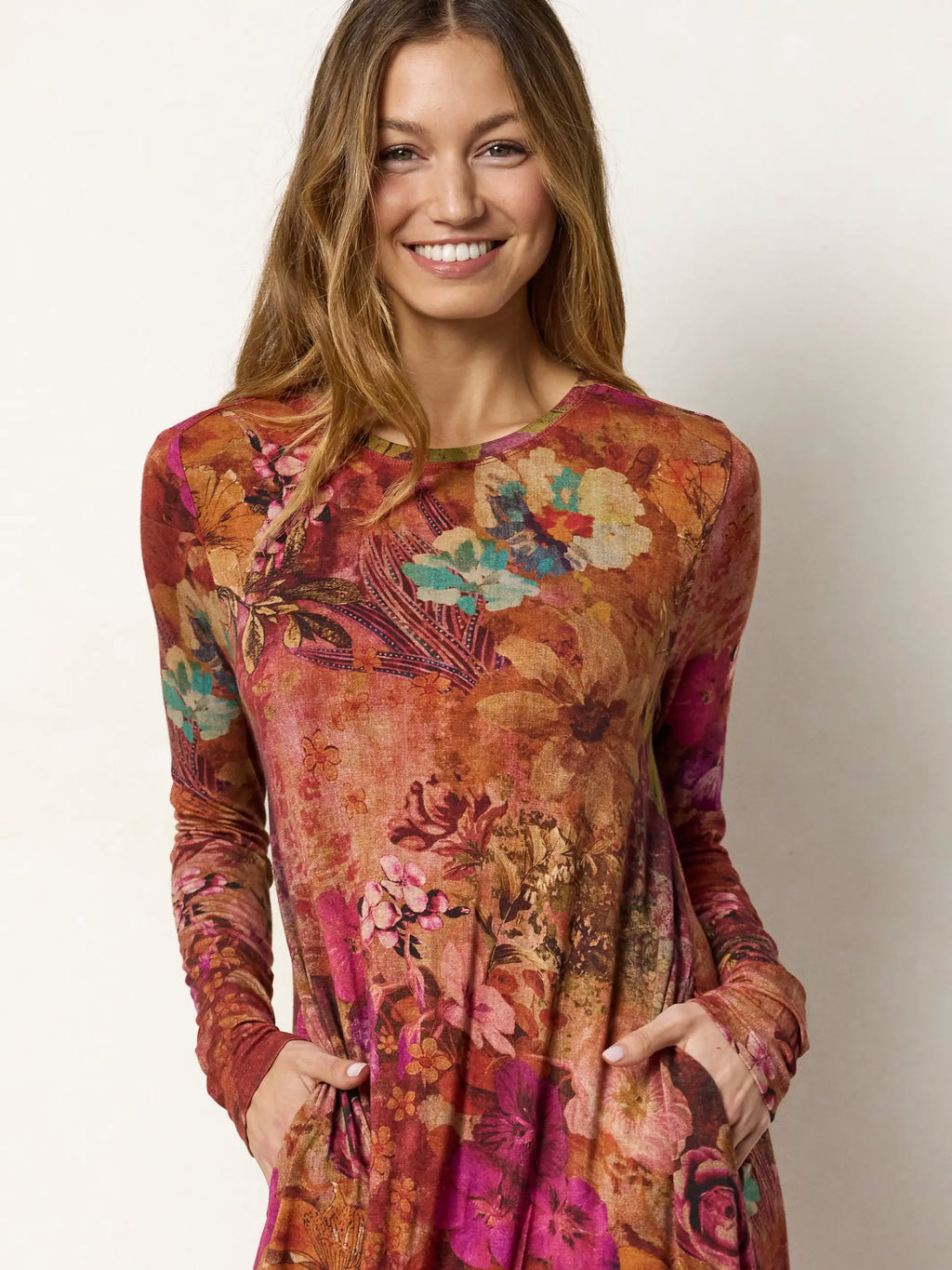Stevie ButterSoft Knit Maxi Dress - Autumn Electric Garden