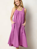 Charleston Cotton Maxi Dress - Purple Gingham