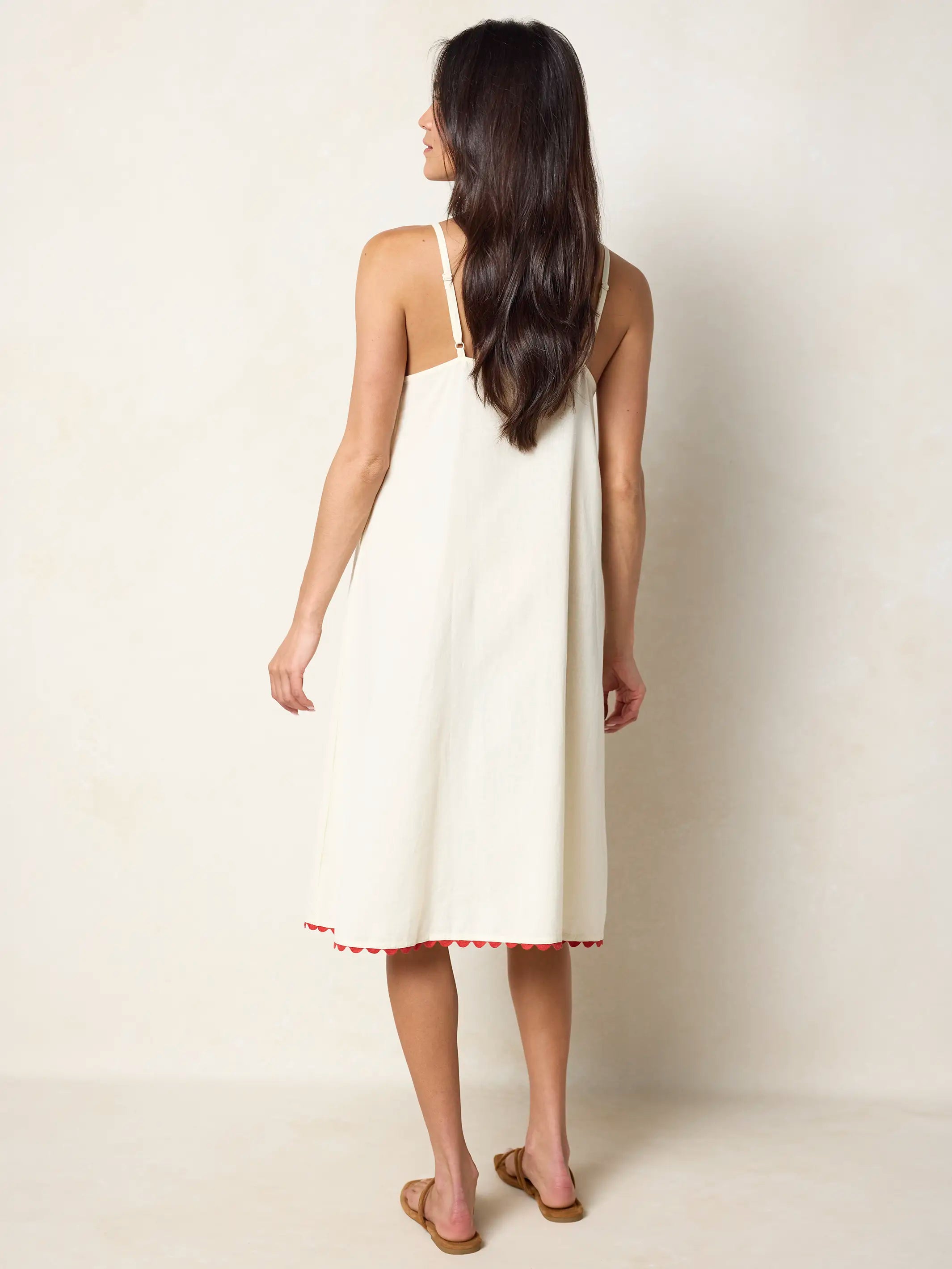 Loren Embroidered Midi Dress - Ivory