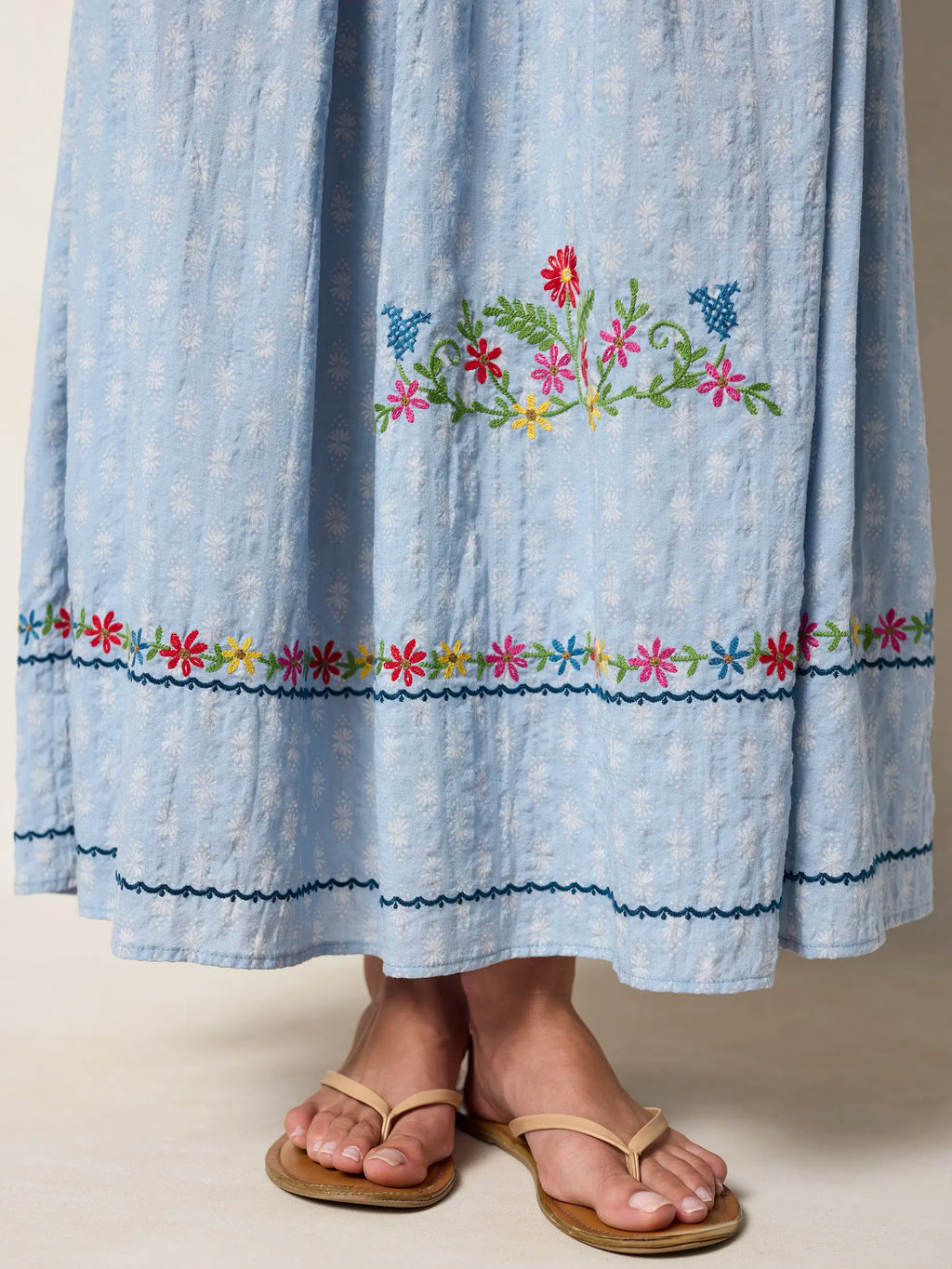 Bailey Embroidered Maxi Dress - Alma Stamp Blue
