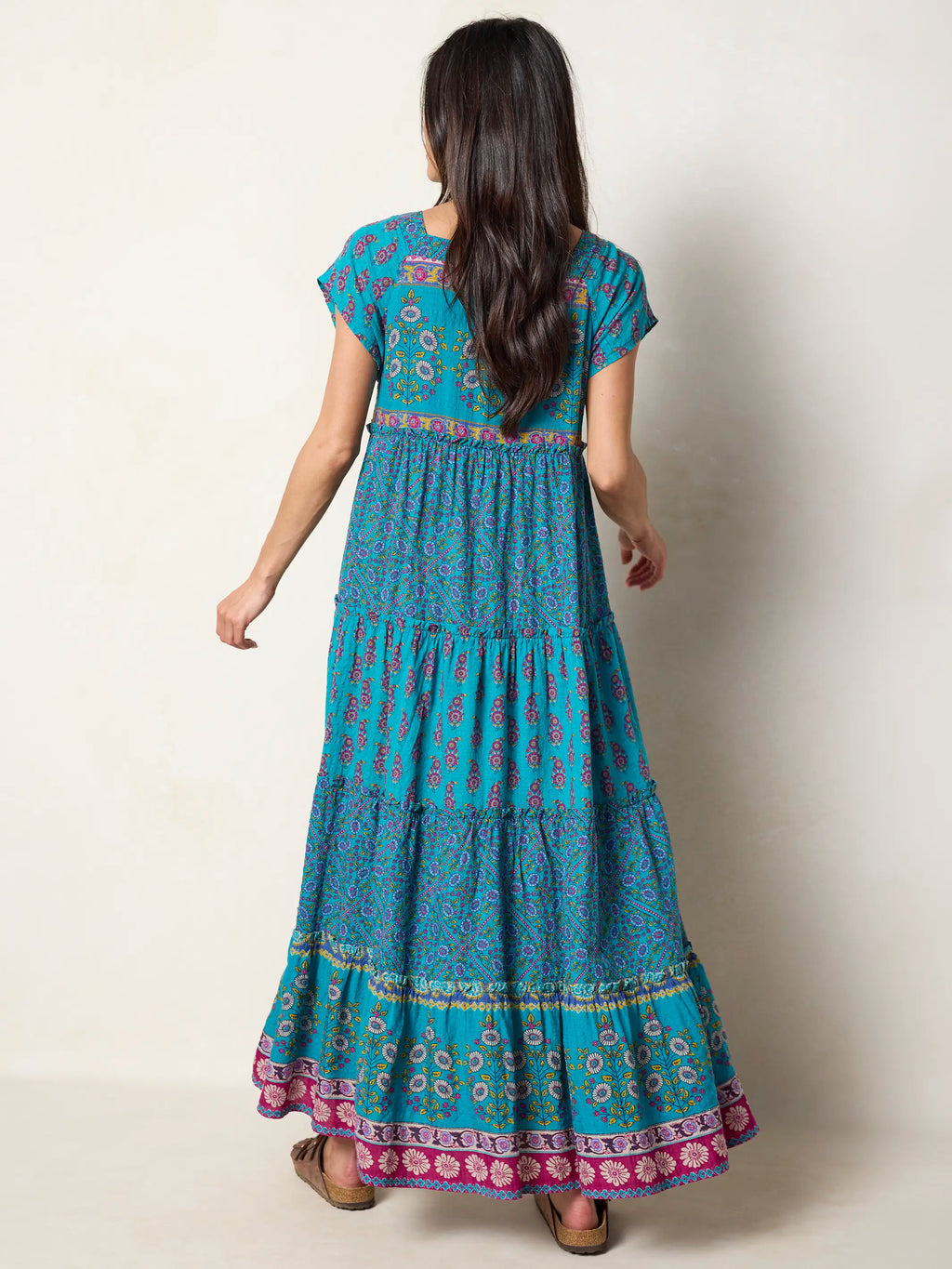 Berkley Maxi Dress - Teal Wildflower Tiles