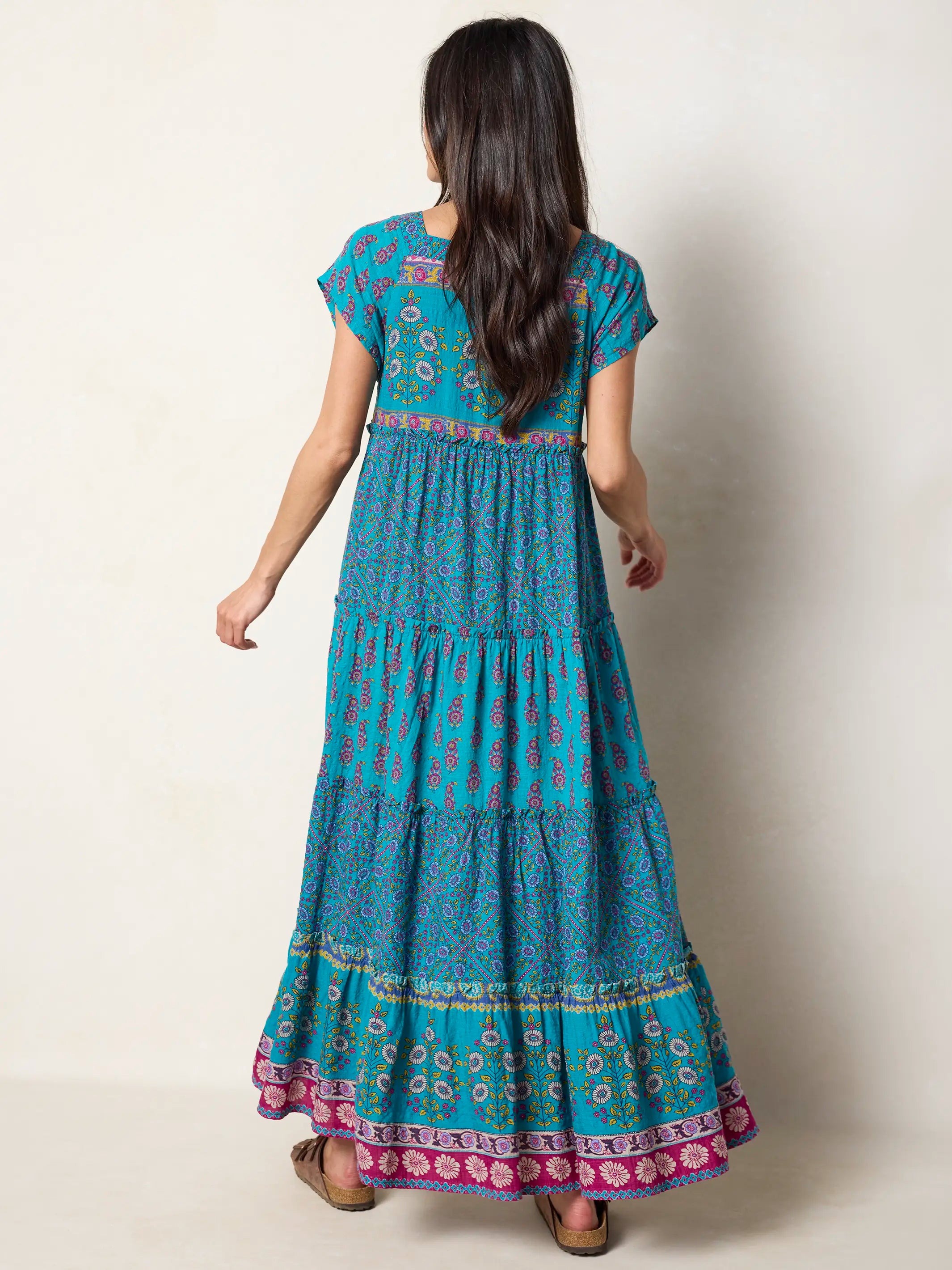 Berkley Maxi Dress - Teal Wildflower Tiles