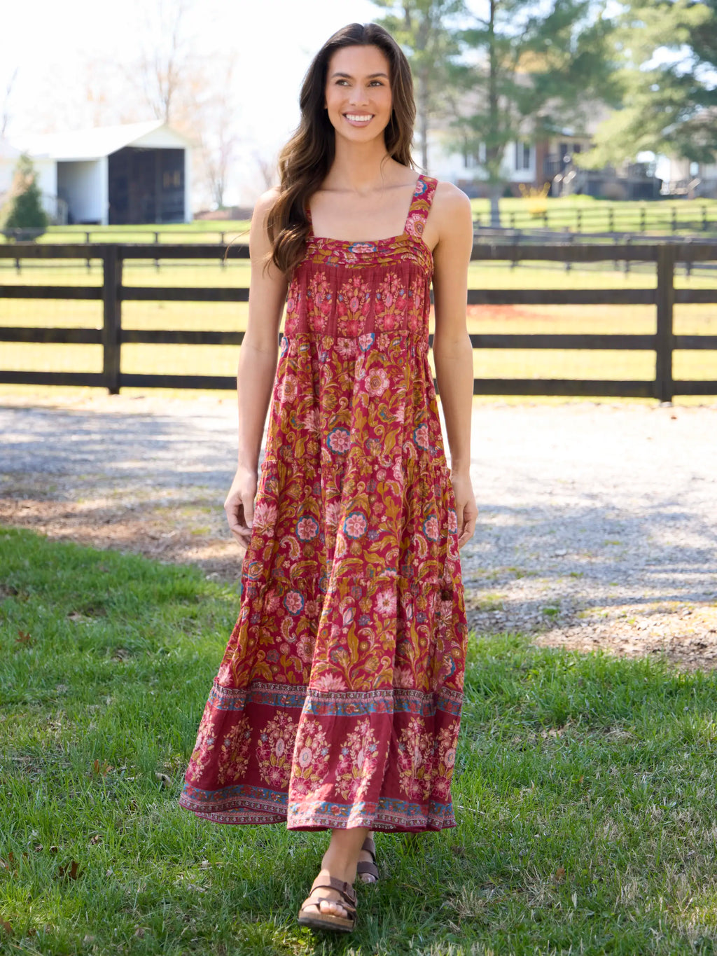 Kate Maxi Dress - Sunnyfield Floral Red