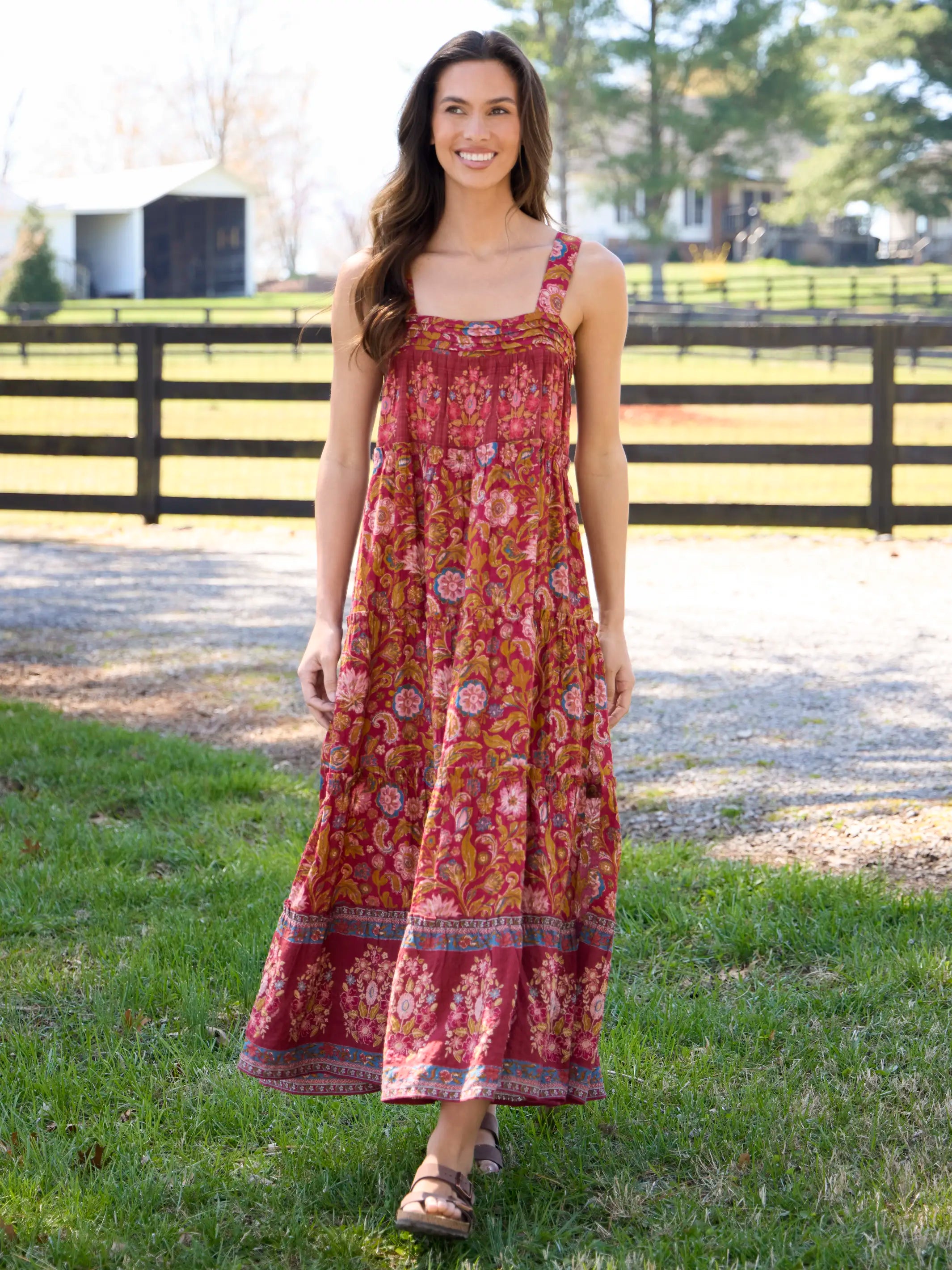 Kate Maxi Dress - Sunnyfield Floral Red