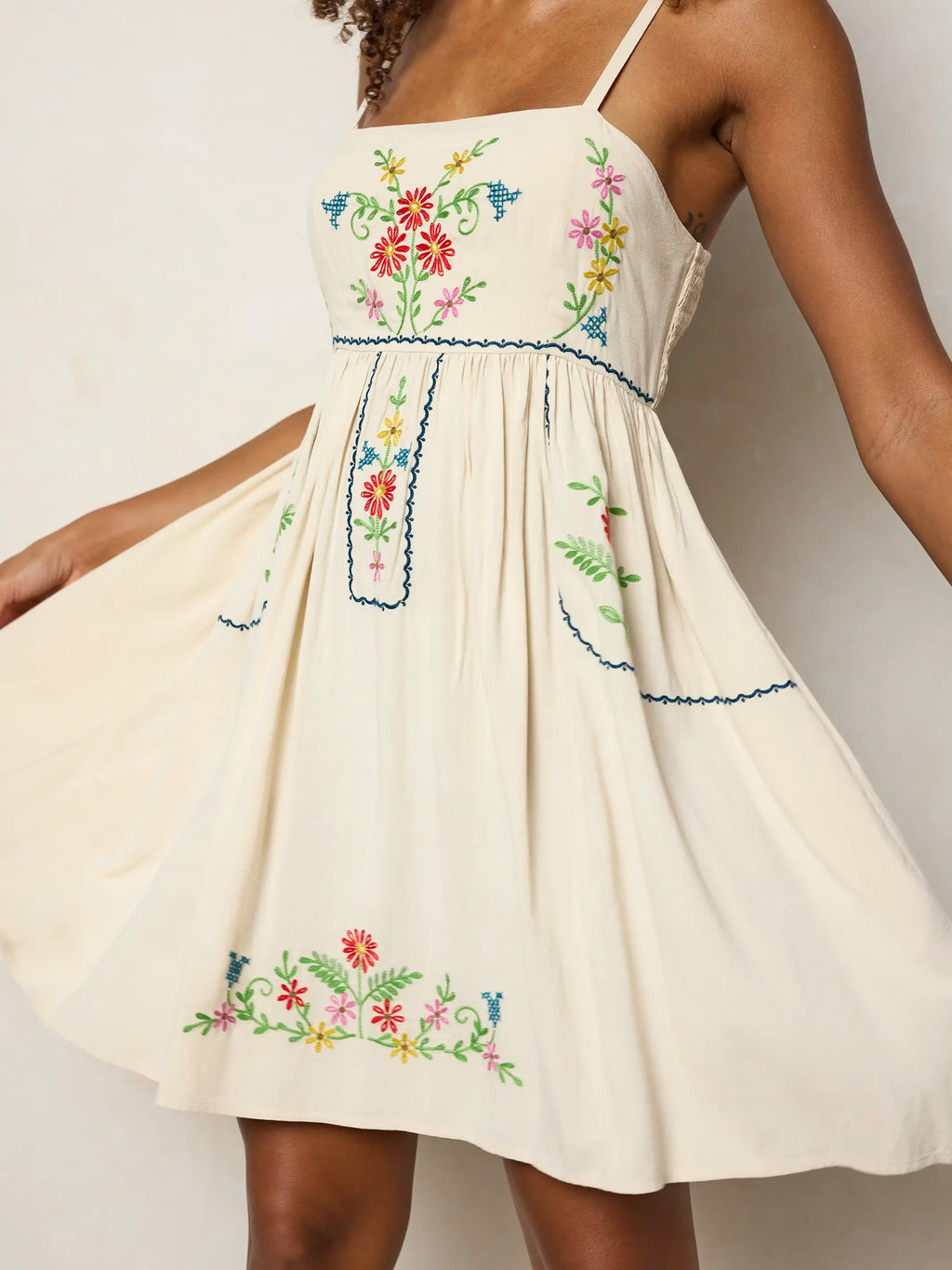 Bailey Embroidered Mini Dress - Oatmeal