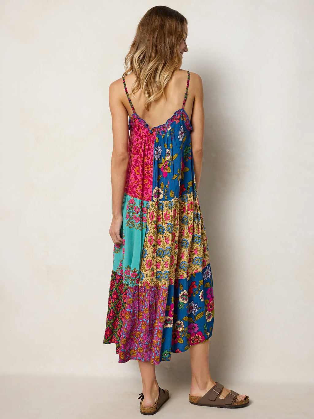 Harley Patchwork Midi Dress - Wildflower Medallion Teal