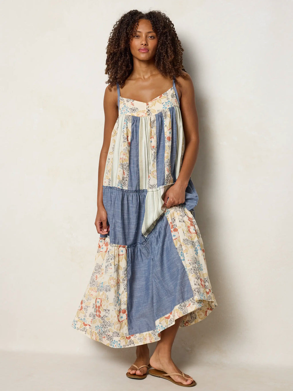 Millie Patchwork Maxi Dress - Ivory Patchwork Denim