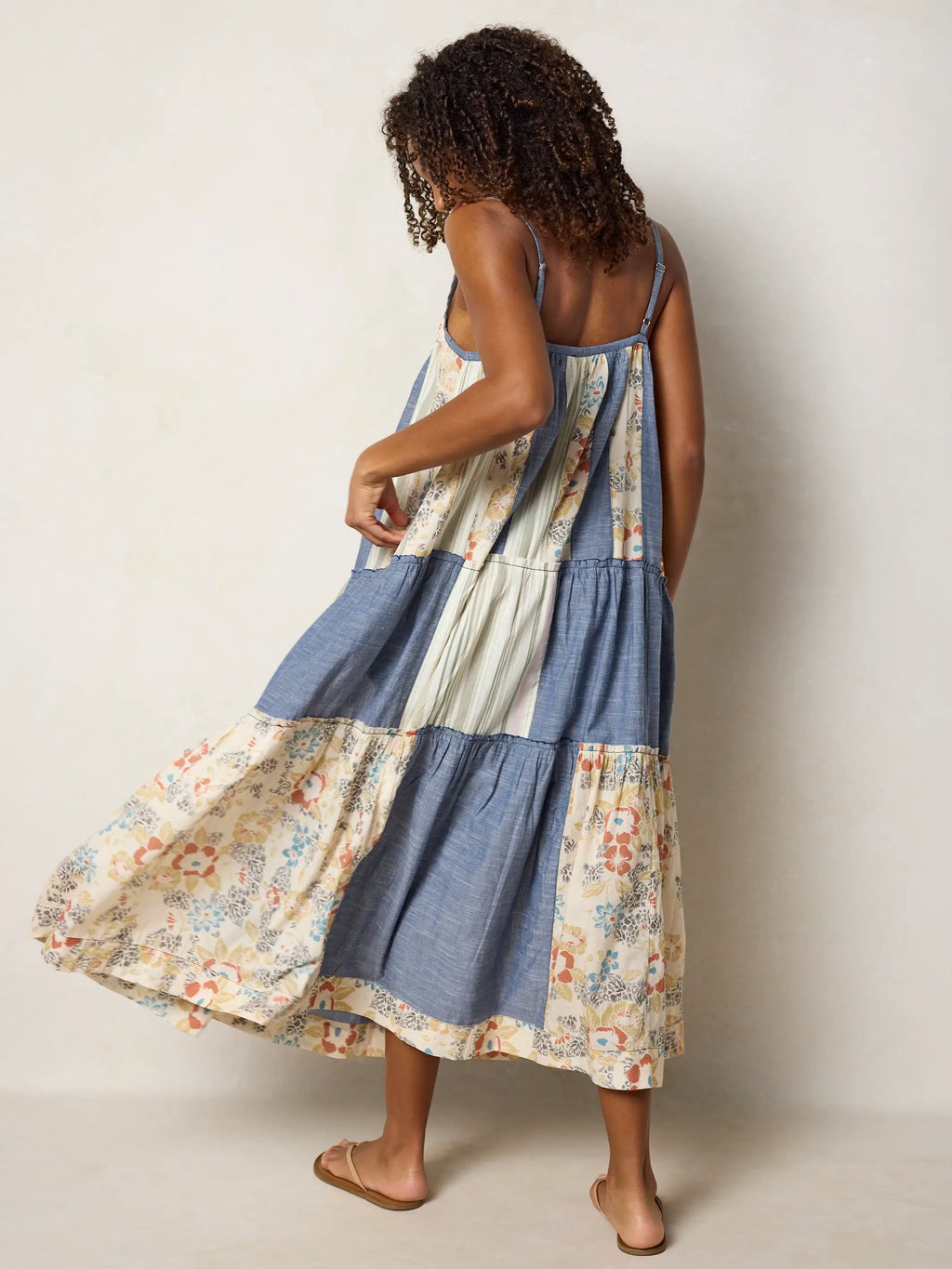 Millie Patchwork Maxi Dress - Ivory Patchwork Denim