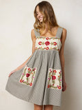 Memory Lane Smocked Cotton Embroidered Mini Dress - Ticking Stripe Navy