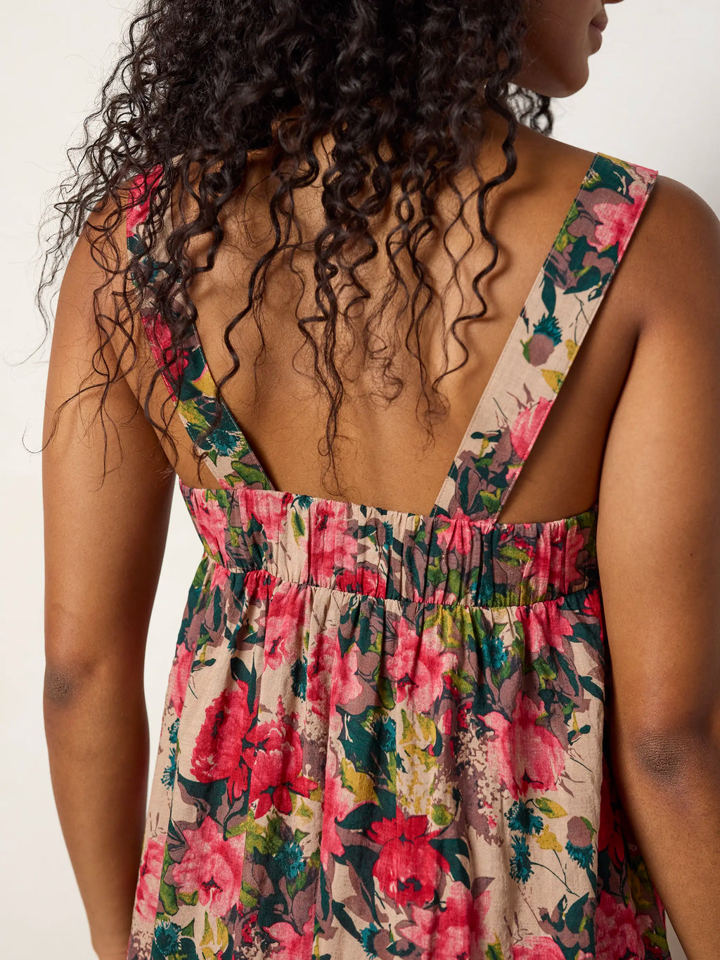 Lennox Maxi Dress - Tan Red Roses