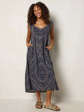 Hangout Cotton Midi Dress - Sedona Bandana Charcoal