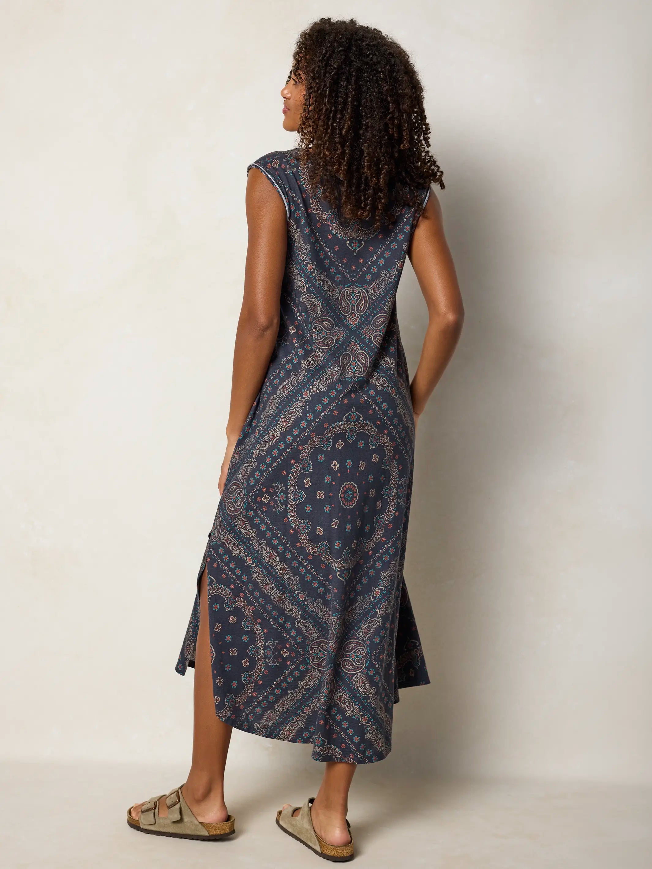 Hangout Cotton Midi Dress - Sedona Bandana Charcoal