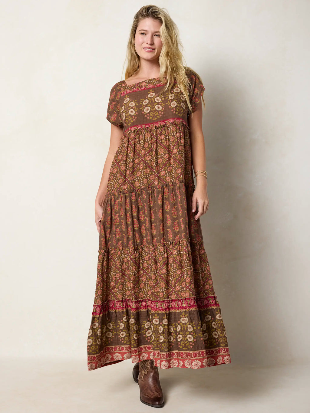 Berkley Maxi Dress - Wildflower Tiles Chocolate