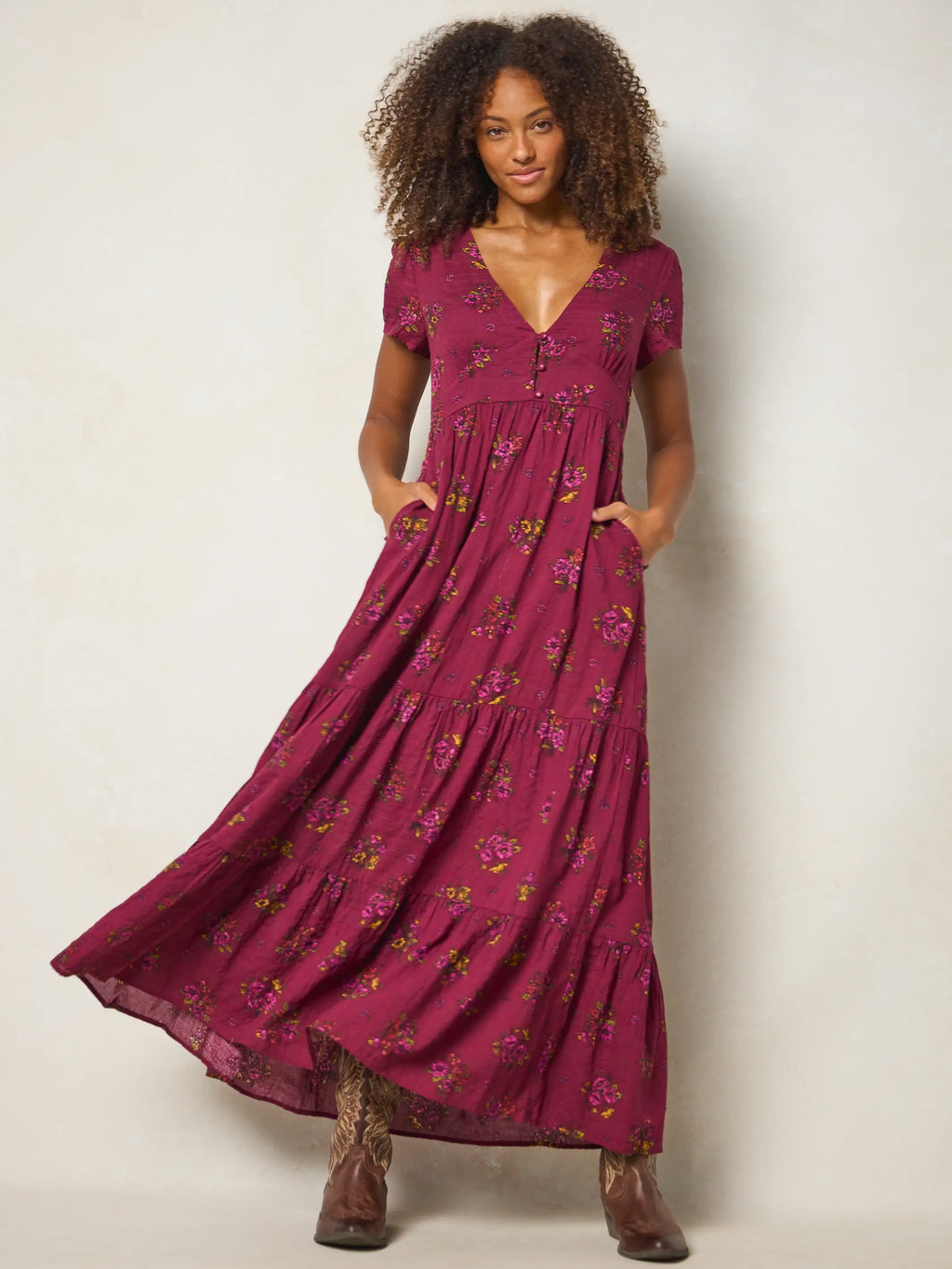 Evangeline Maxi Dress - Flower Picking Wine