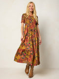 Daisy Tiered Maxi Dress - Autumn Roses Gold