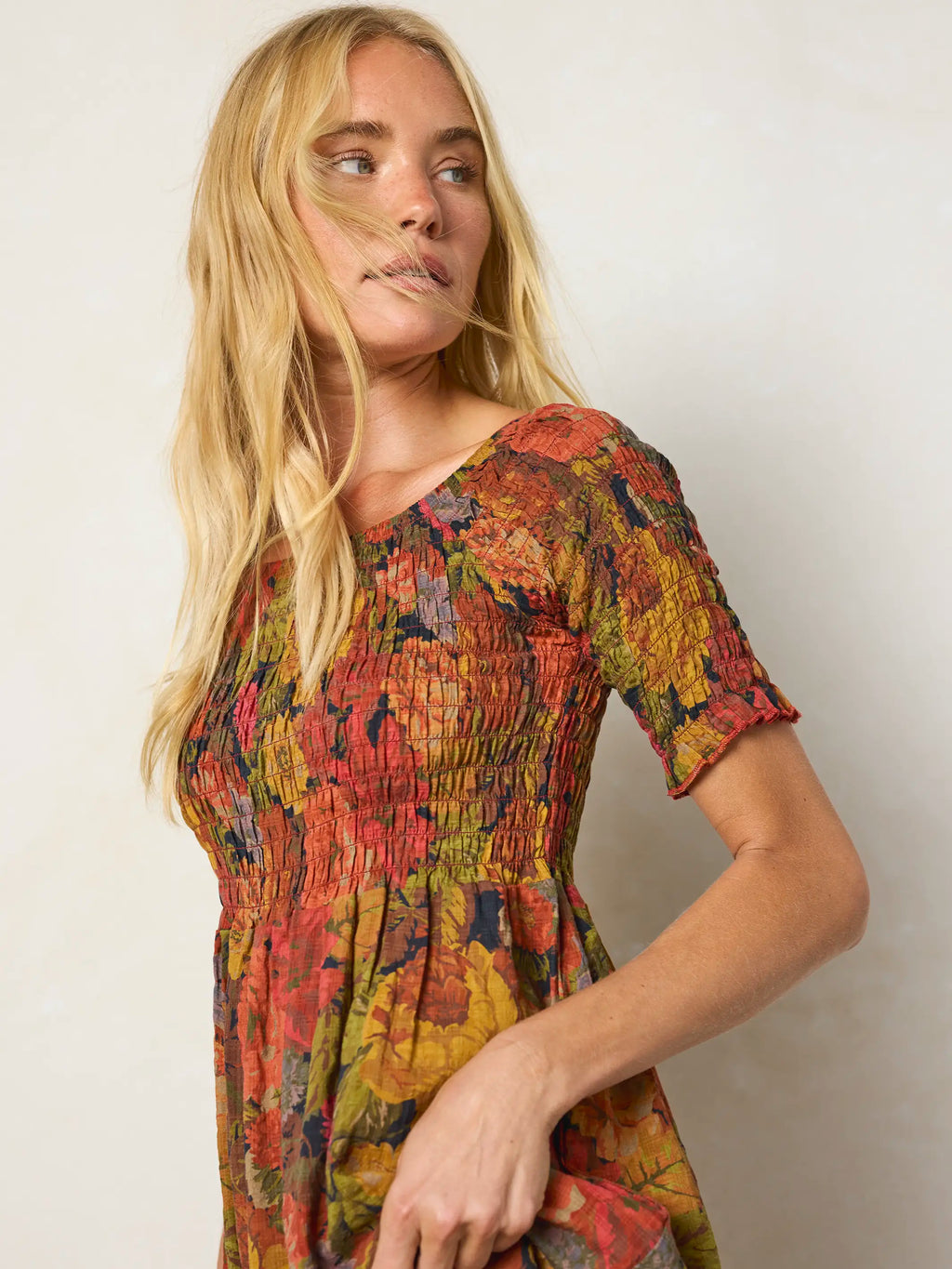 Daisy Tiered Maxi Dress - Autumn Roses Gold