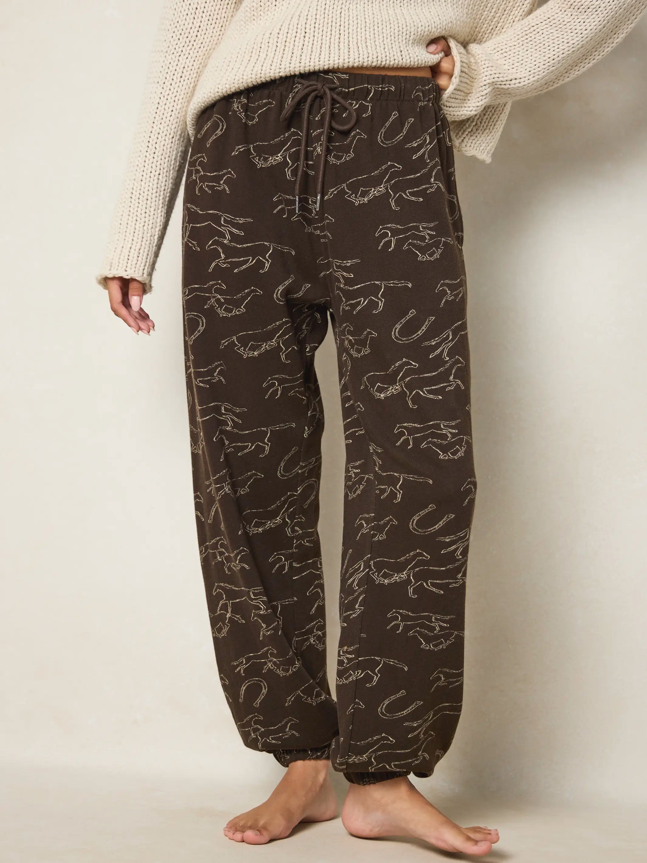 Old School Cotton Jogger Pants - Western Wild Chocolate