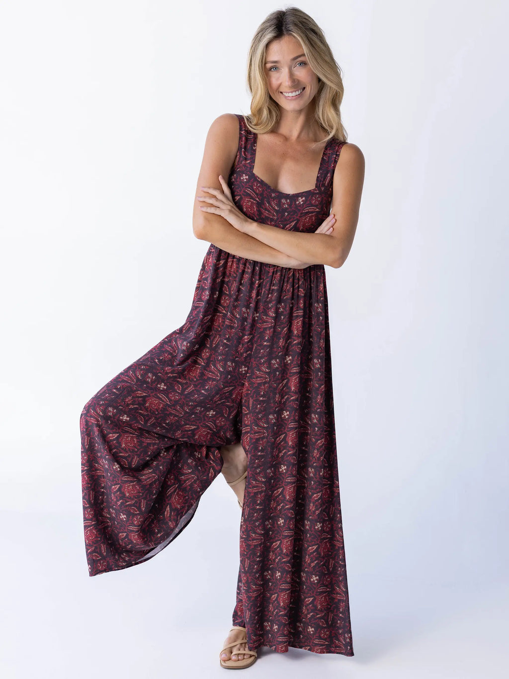 Tricia Jumpsuit - Brown Rust Floral
