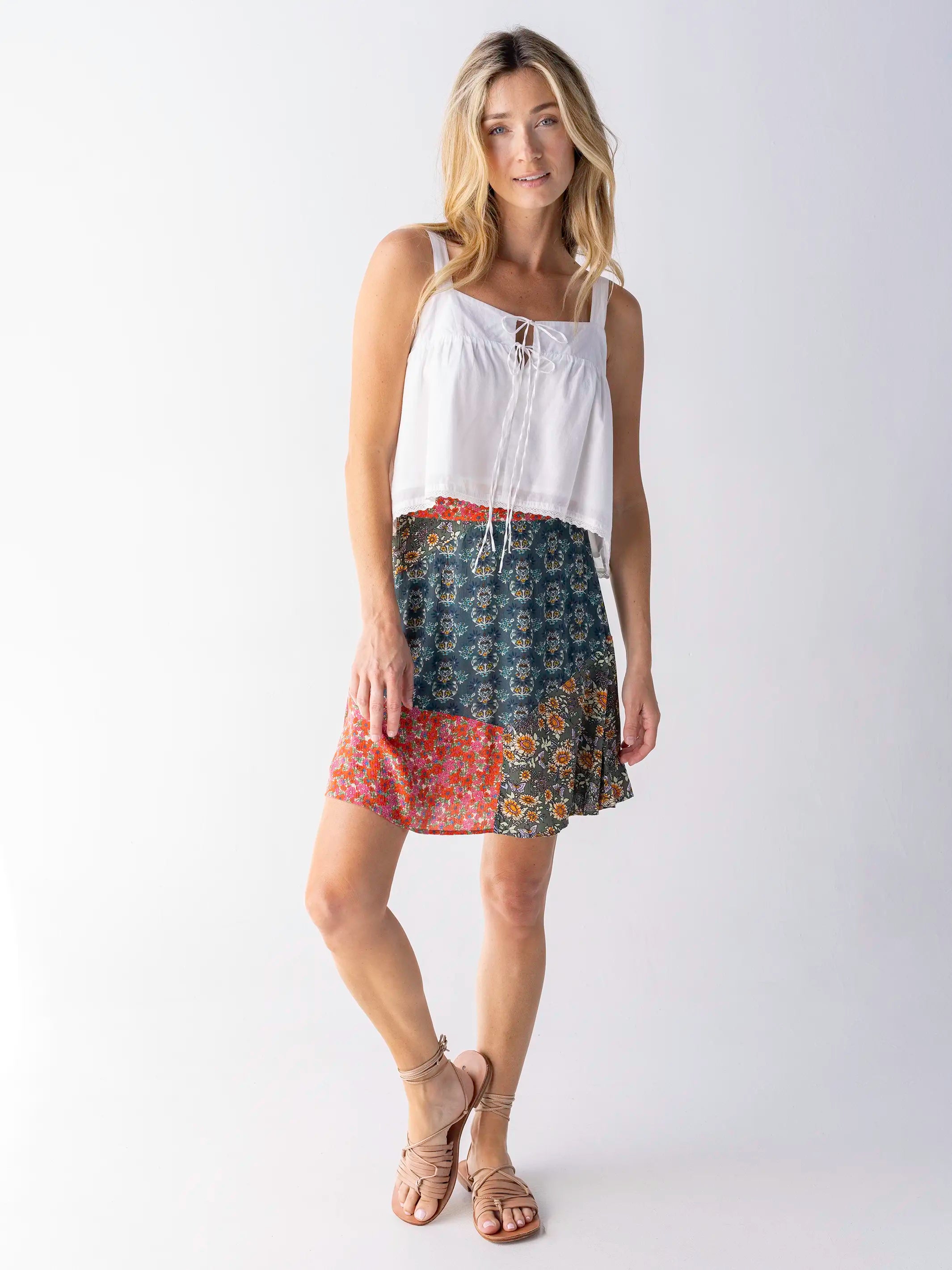 Come Together Mini Skirt - Red Teal Medallion