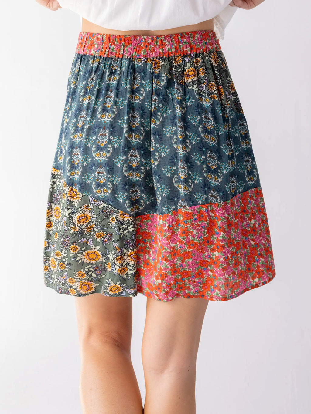Come Together Mini Skirt - Red Teal Medallion