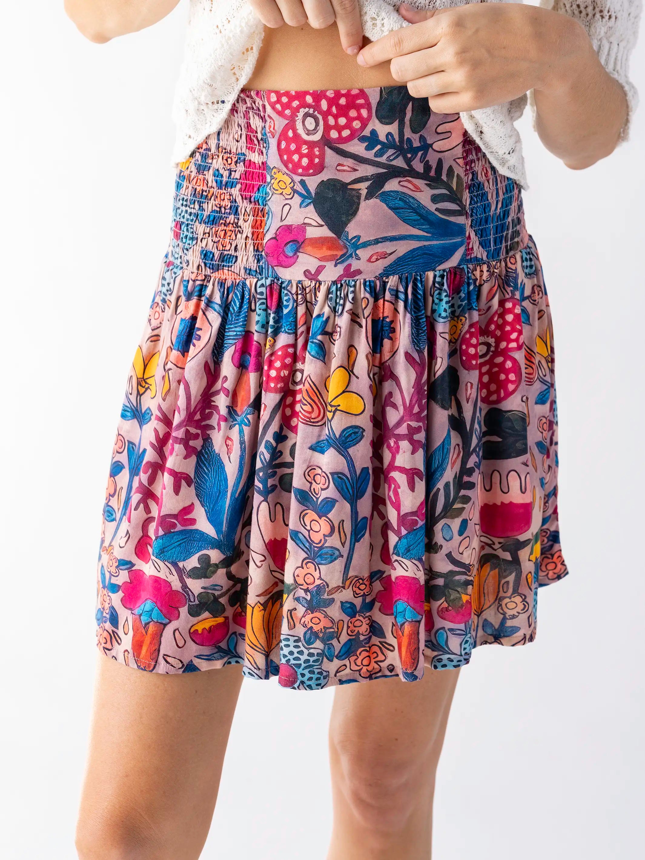 Malia Mini Skirt - Pink Flung Floral