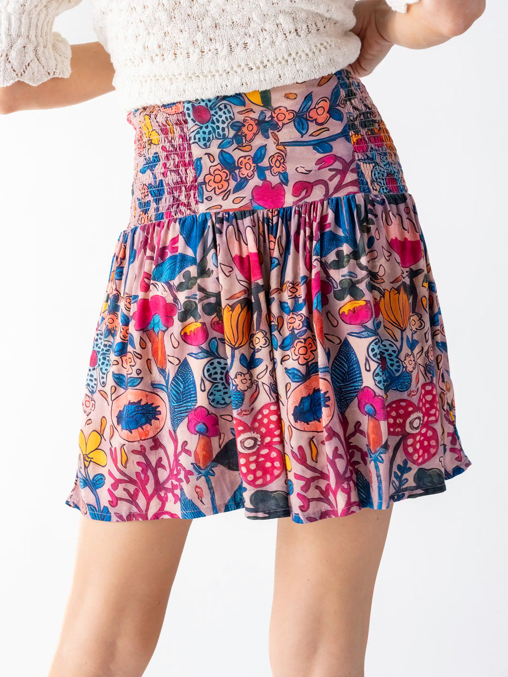 Malia Mini Skirt - Pink Flung Floral
