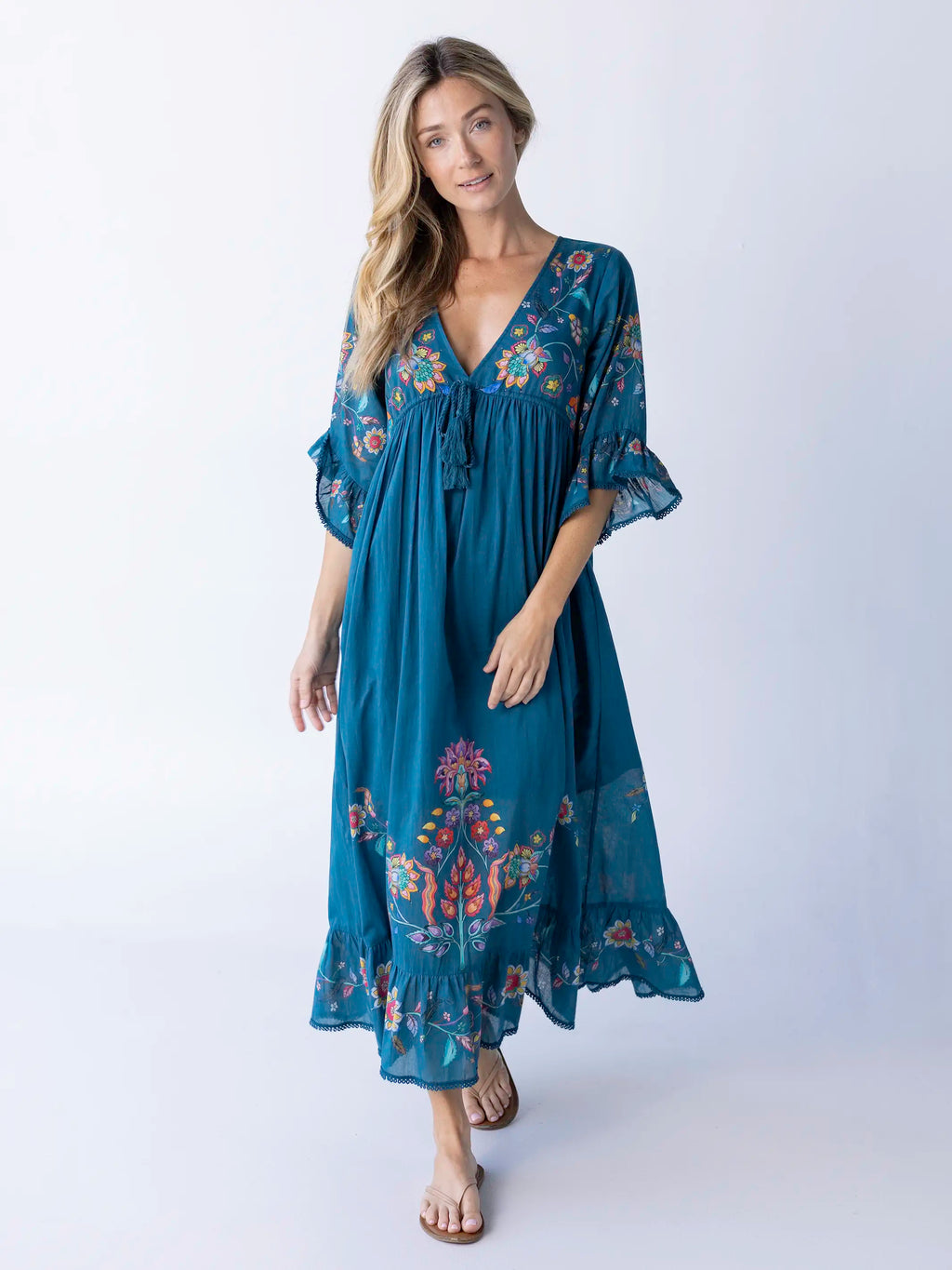 Capri Cotton Maxi Dress - Dark Teal
