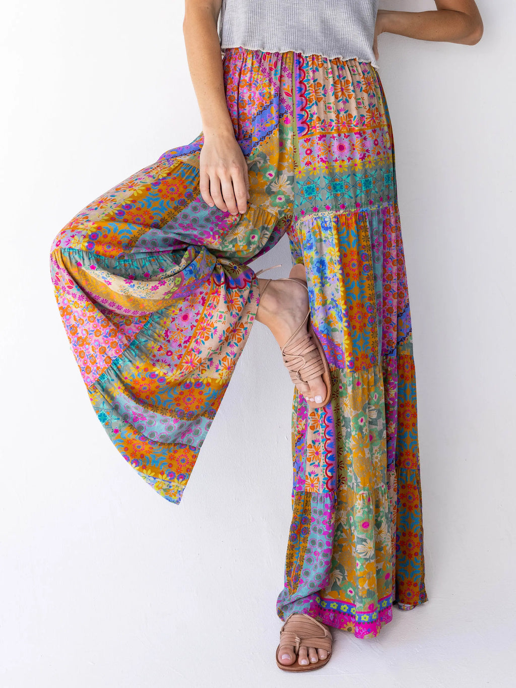 Patti Palazzo Pants - Folk Flower Patchwork