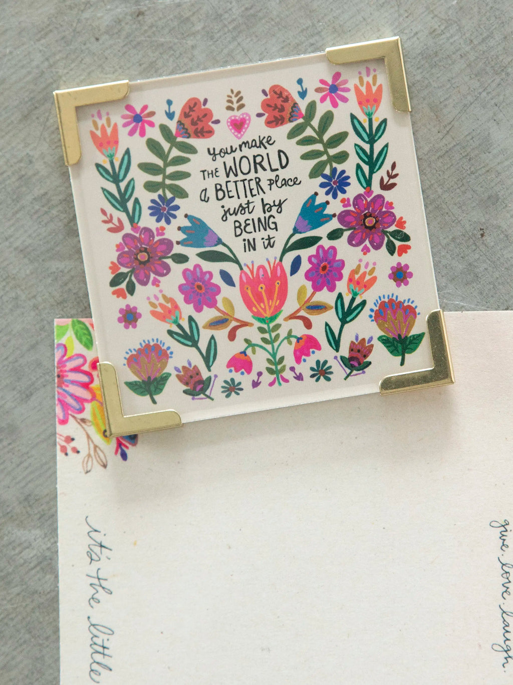 Corner Magnet Keepsake - Cream You Make The World Better