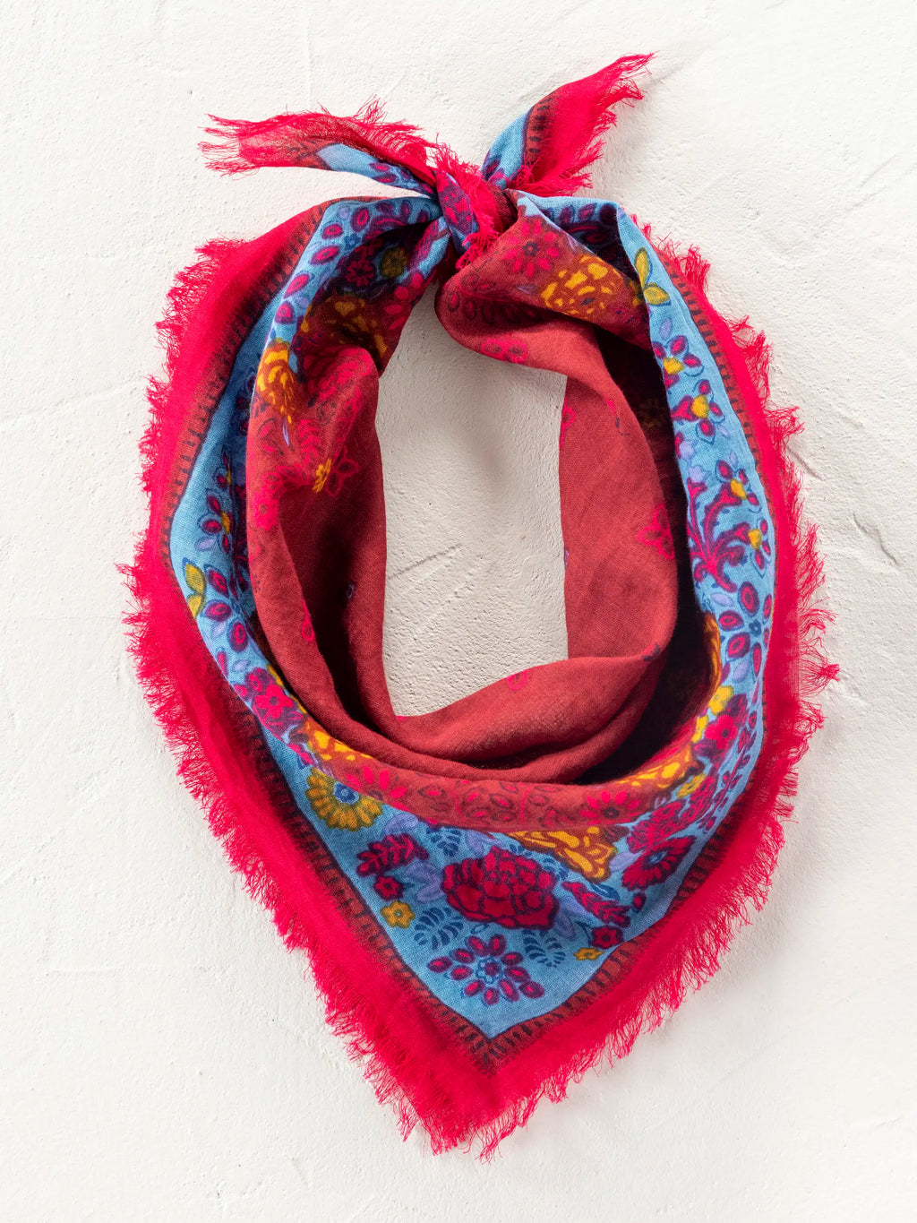 Printed Cotton Bandana - Burgundy Spring