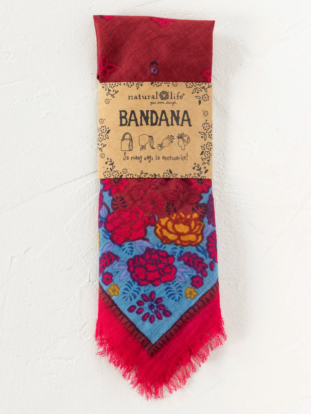 Printed Cotton Bandana - Burgundy Spring