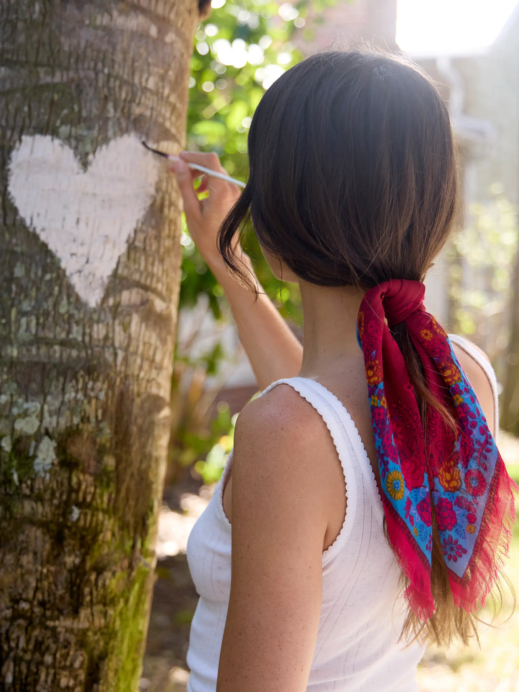Printed Cotton Bandana - Burgundy Spring