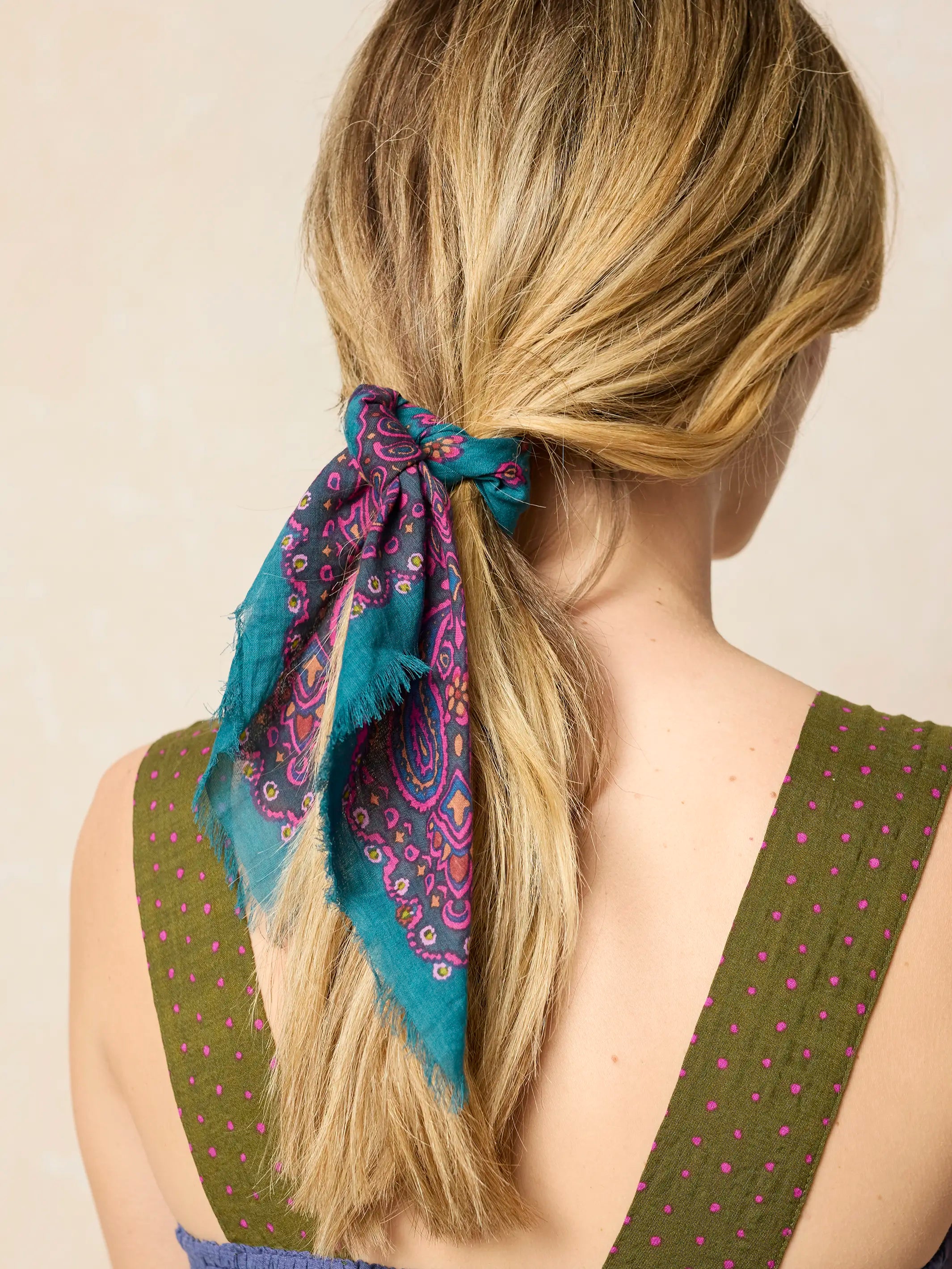 Printed Cotton Bandana - Charcoal Brimfield