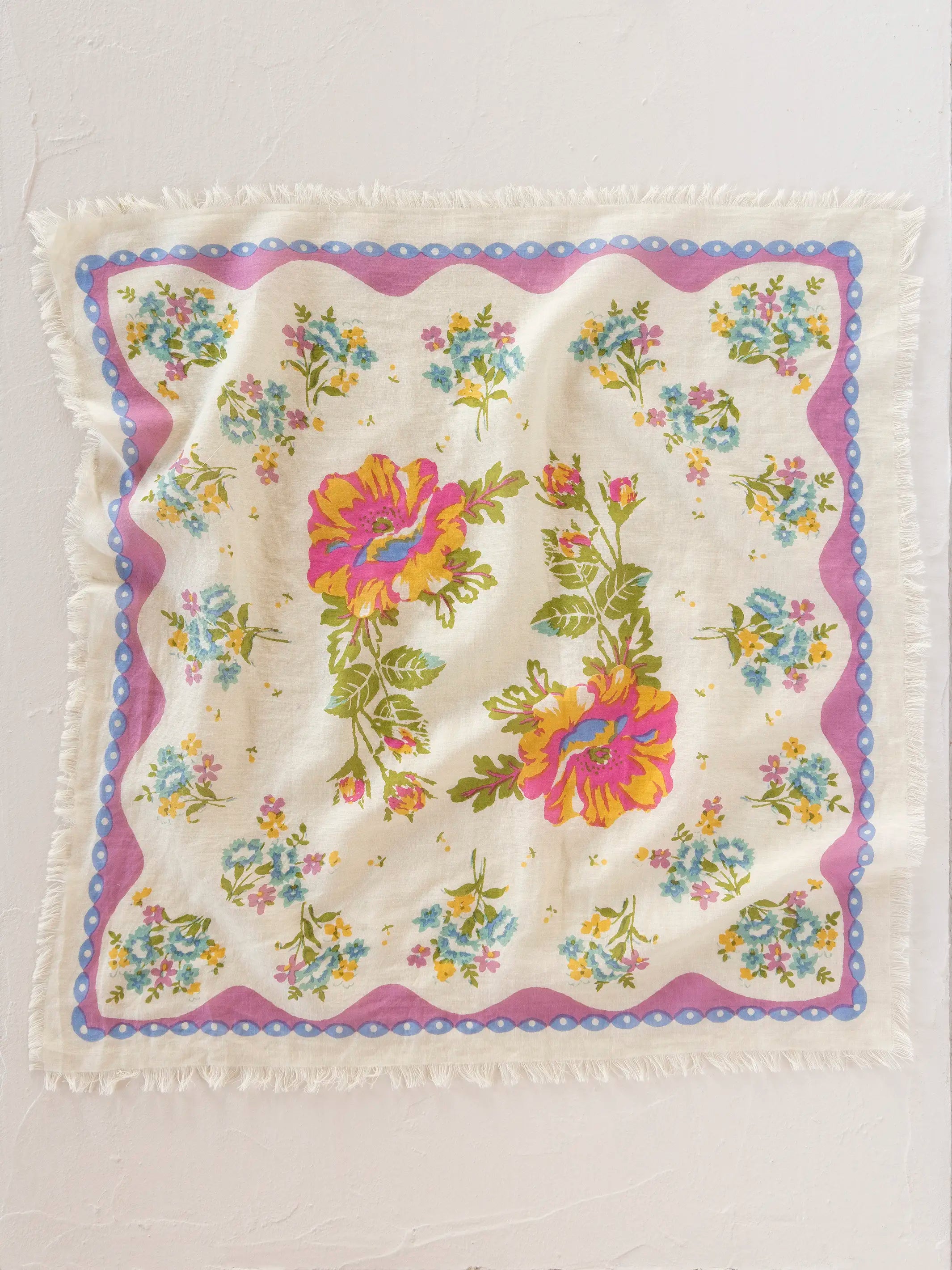 Printed Cotton Bandana - Sweet Blossoms Pink
