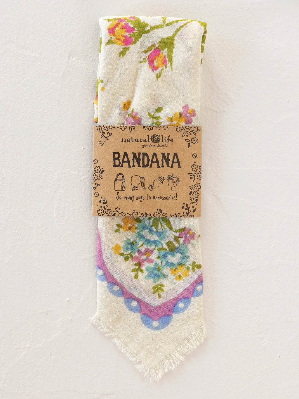 Printed Cotton Bandana - Sweet Blossoms Pink