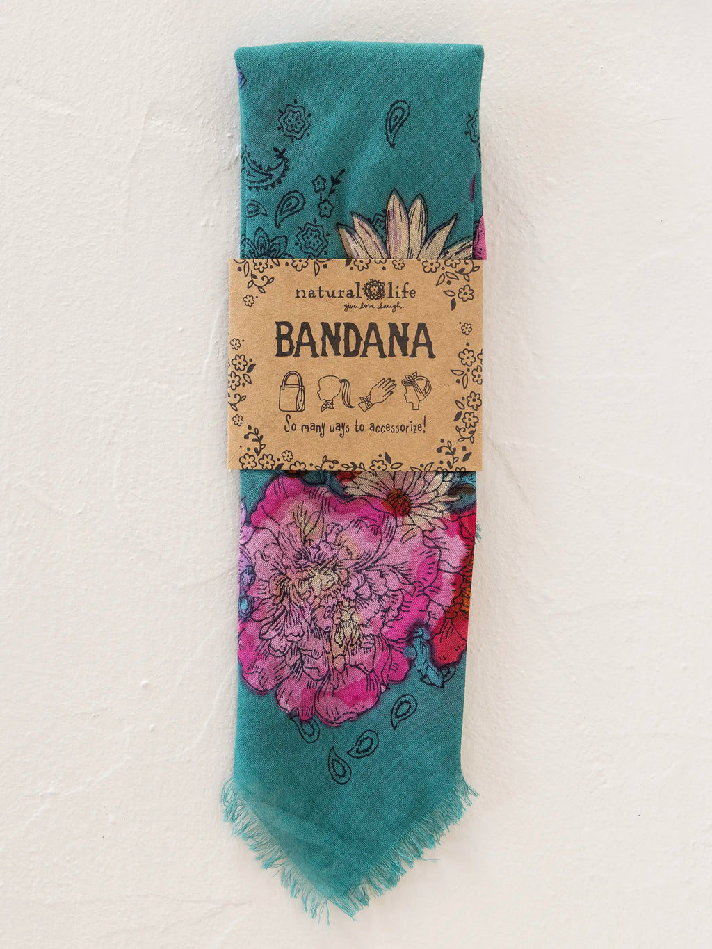 Printed Cotton Bandana - Botanical Teal
