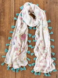 Sayulita Scarf - Heirloom Cross Stitch Ivory