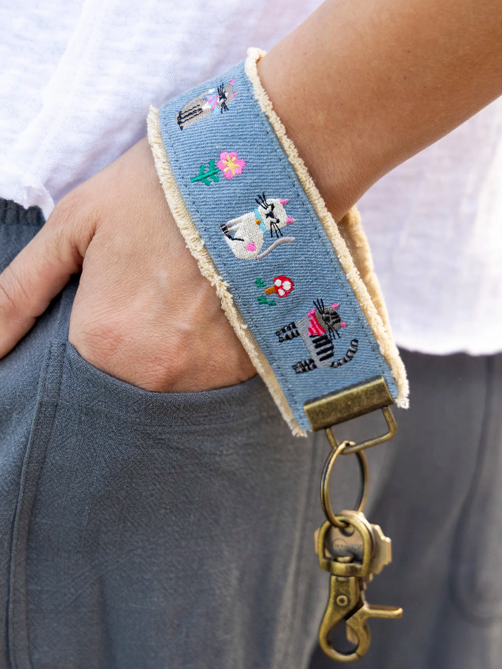 Embroidered Key Chain - Cats