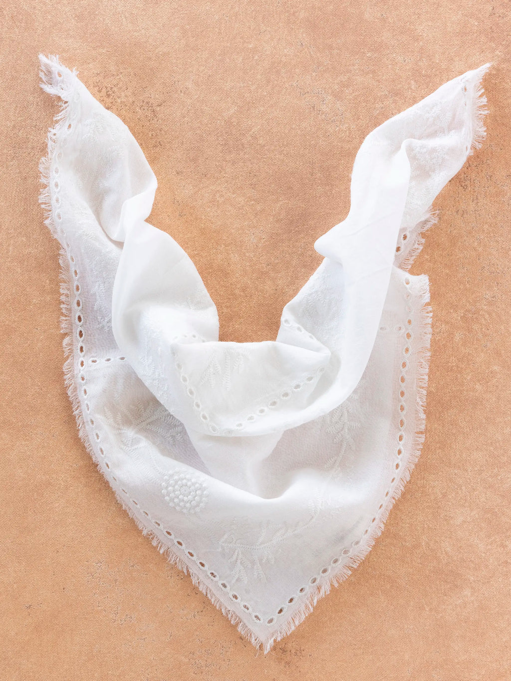 Cotton Eyelet Bandana - White