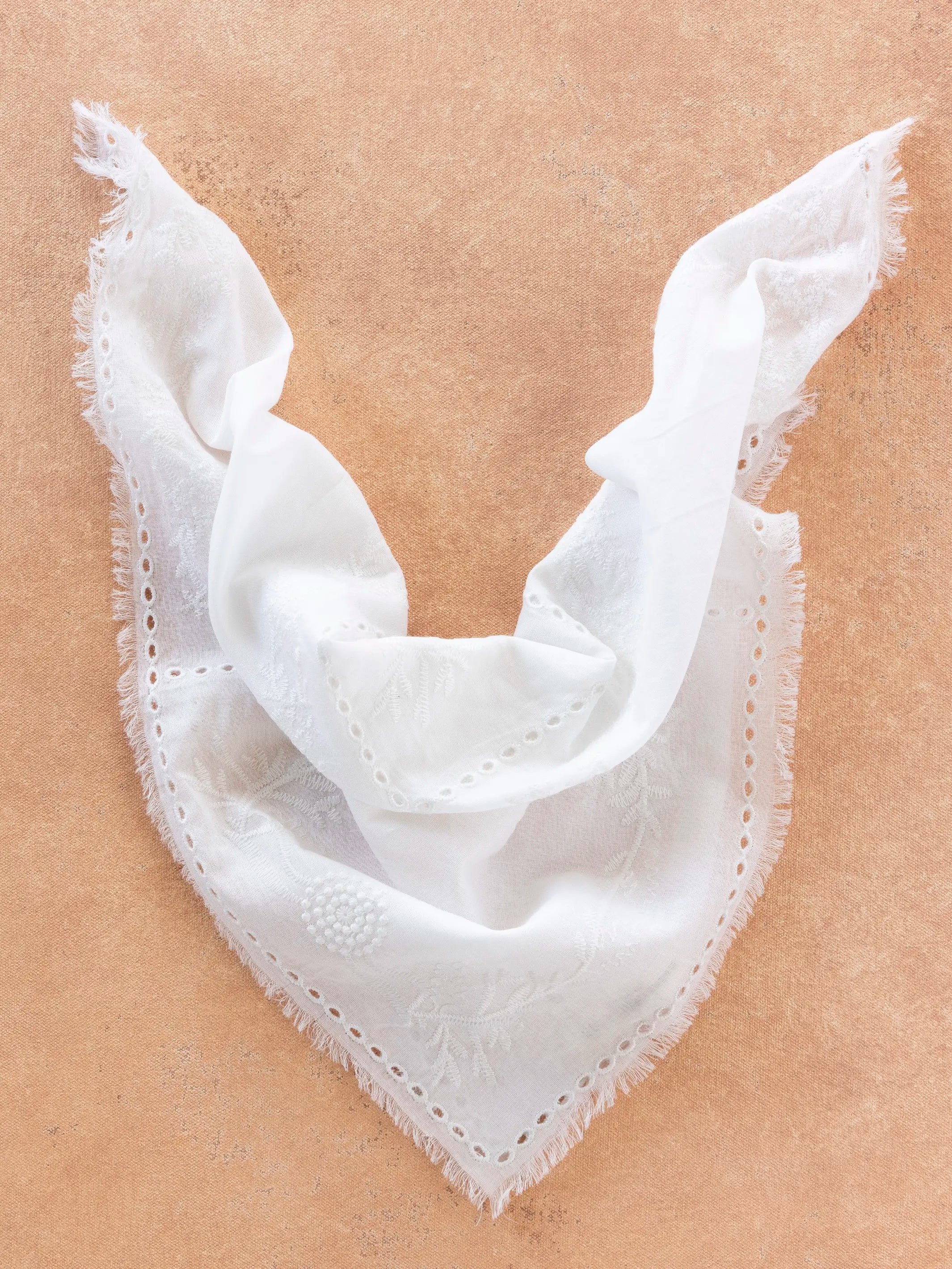 Cotton Eyelet Bandana - White