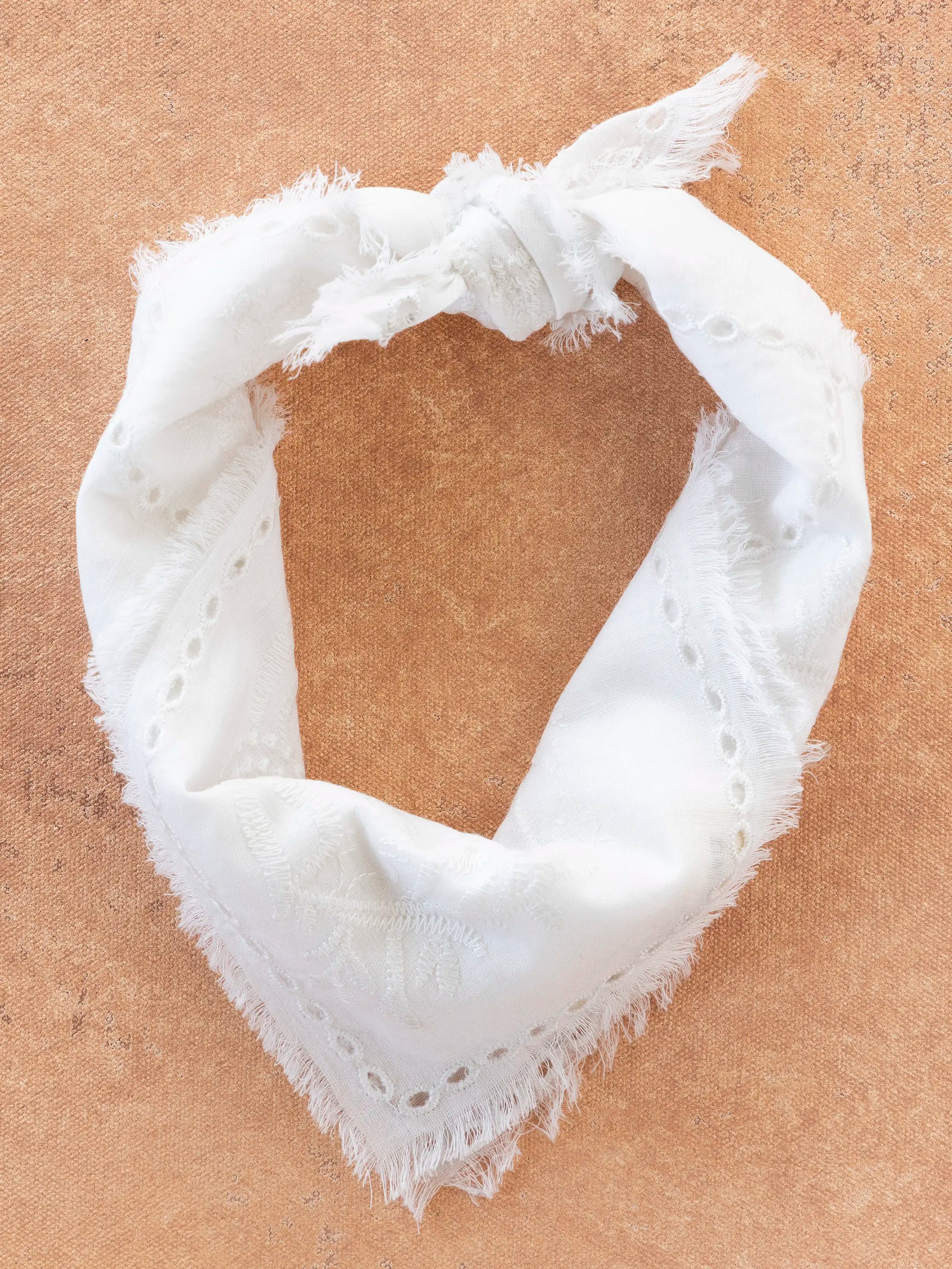 Cotton Eyelet Bandana - White