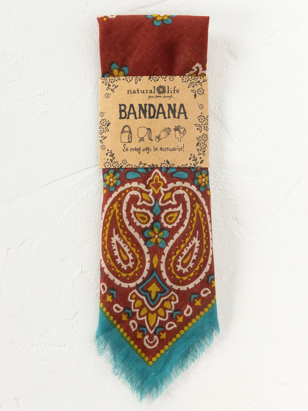 Printed Cotton Bandana - Classic Brick Red