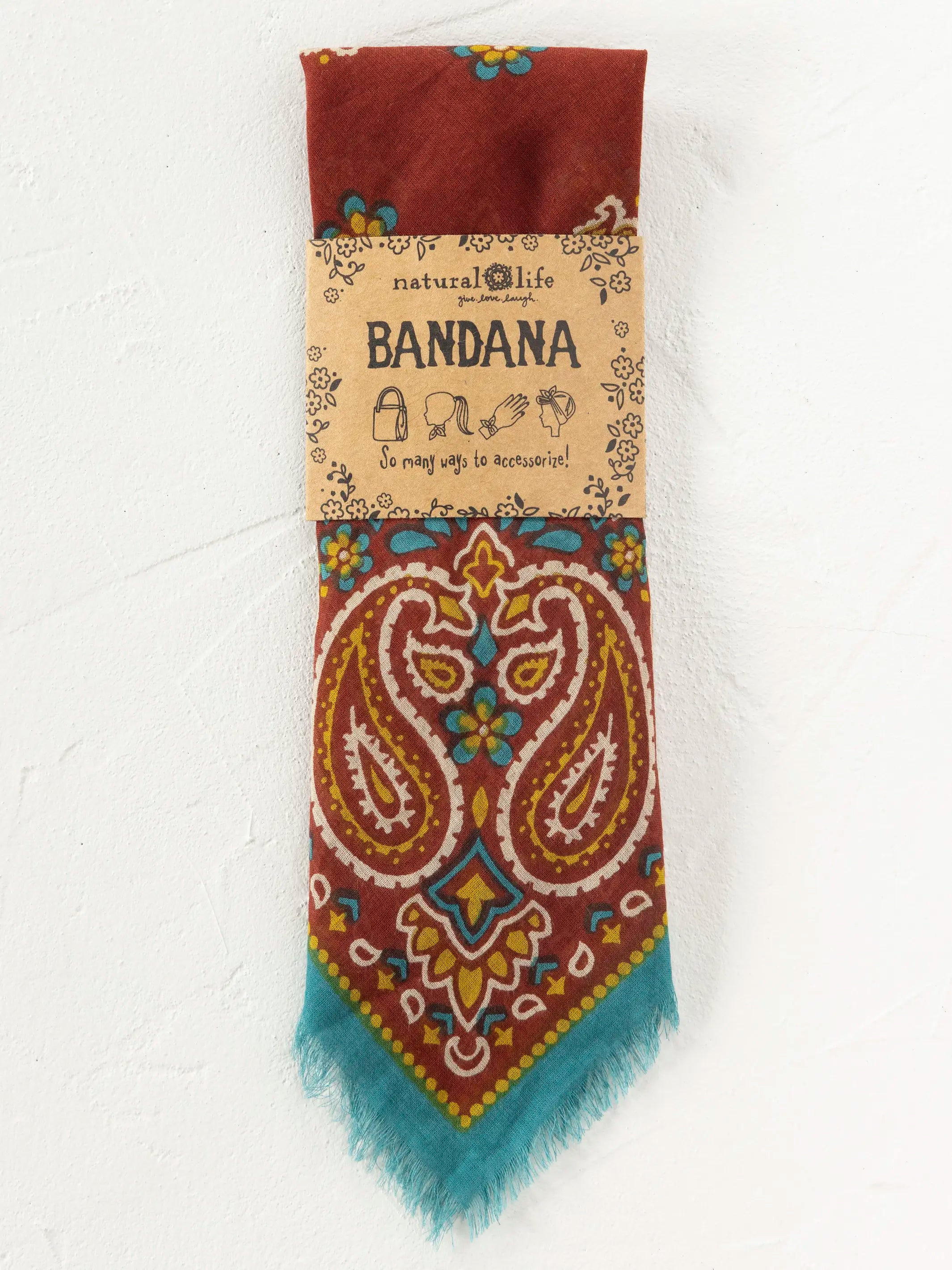 Printed Cotton Bandana - Classic Brick Red