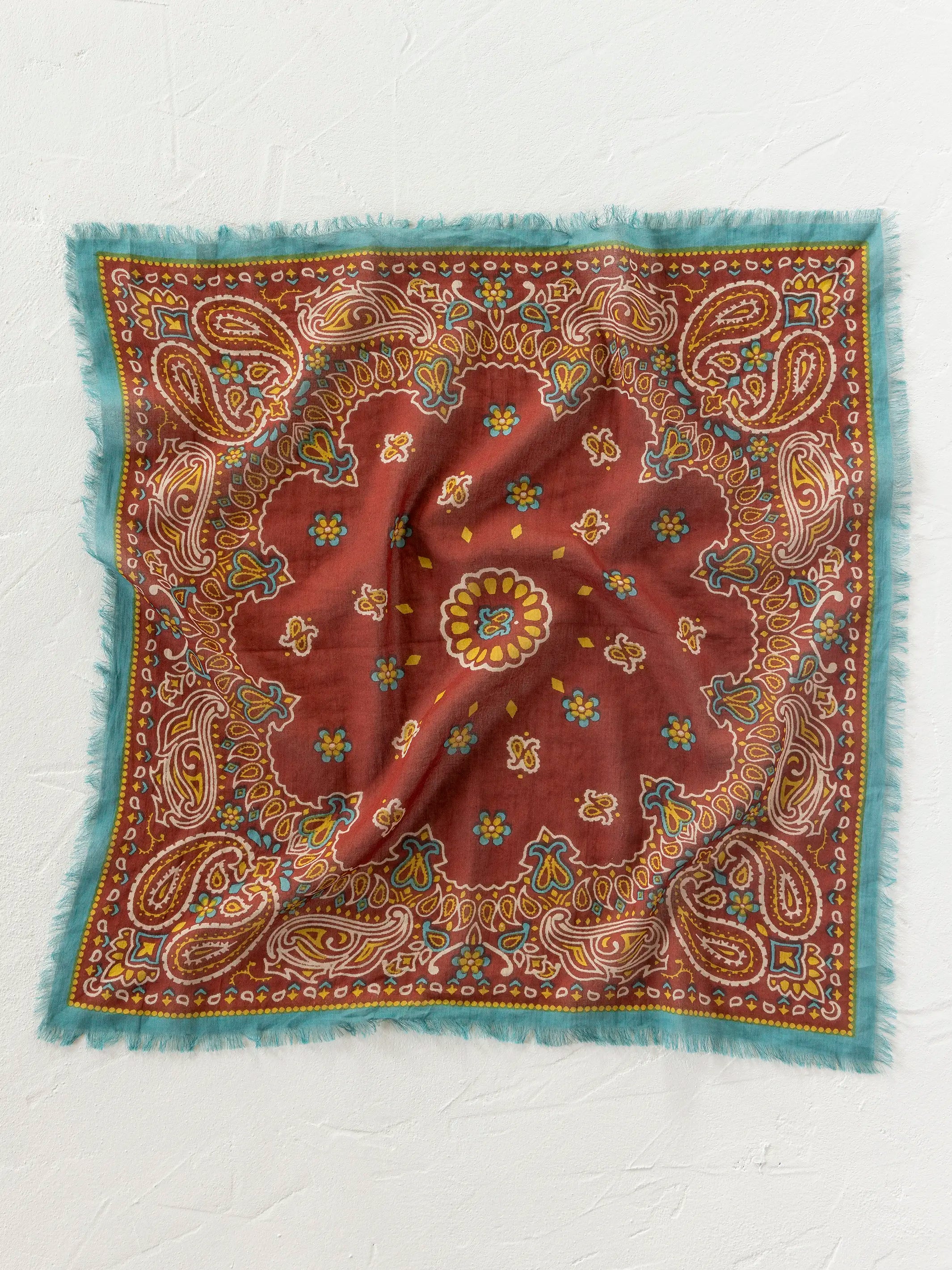 Printed Cotton Bandana - Classic Brick Red