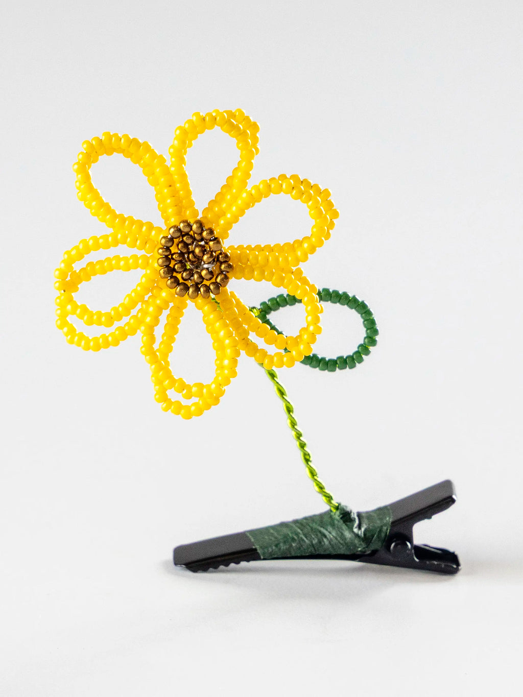 Beaded Flower Hair & Hat Clip - Yellow Sunflower