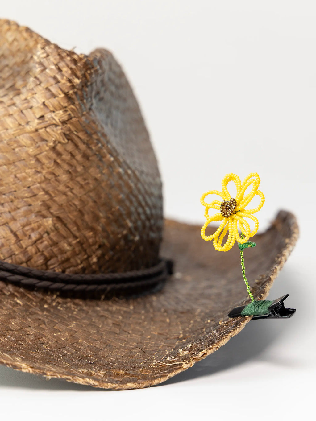 Beaded Flower Hair & Hat Clip - Yellow Sunflower