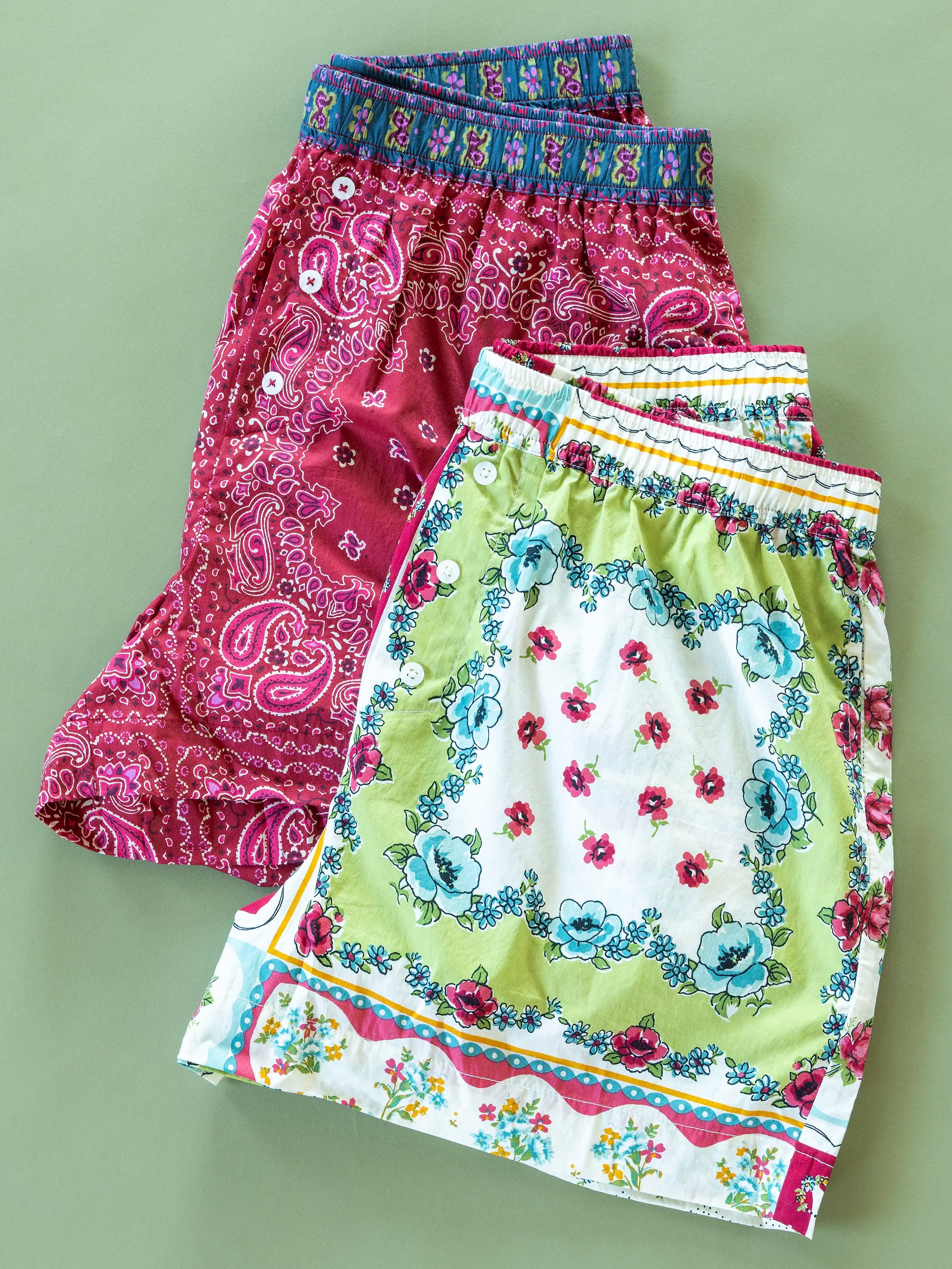 Dream On Cotton Boxer Shorts - Brimfield Bandana Ruby