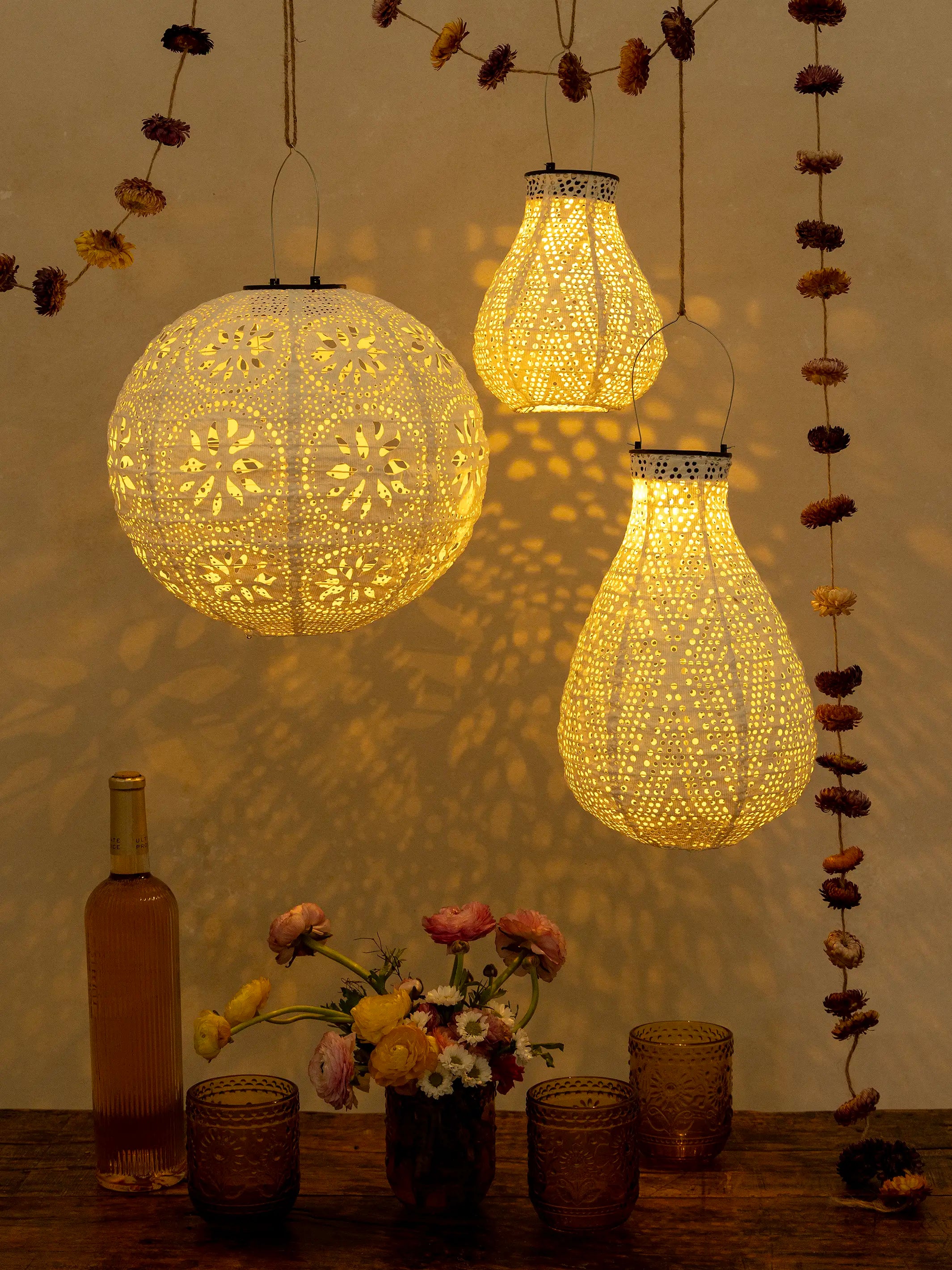 Boho Lace Solar Lantern - Small Vase