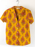Mix & Match Cotton Short Sleeve Pajama Top - Garden Block Stamp Gold