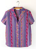 Mix & Match Cotton Short Sleeve Pajama Top - Retro Ribbons Navy